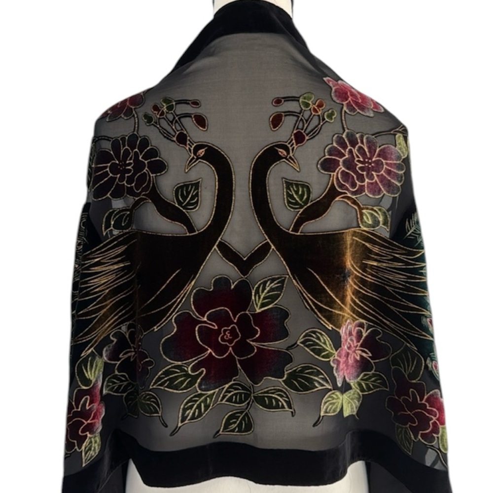 Elegant Black Floral Scarf
